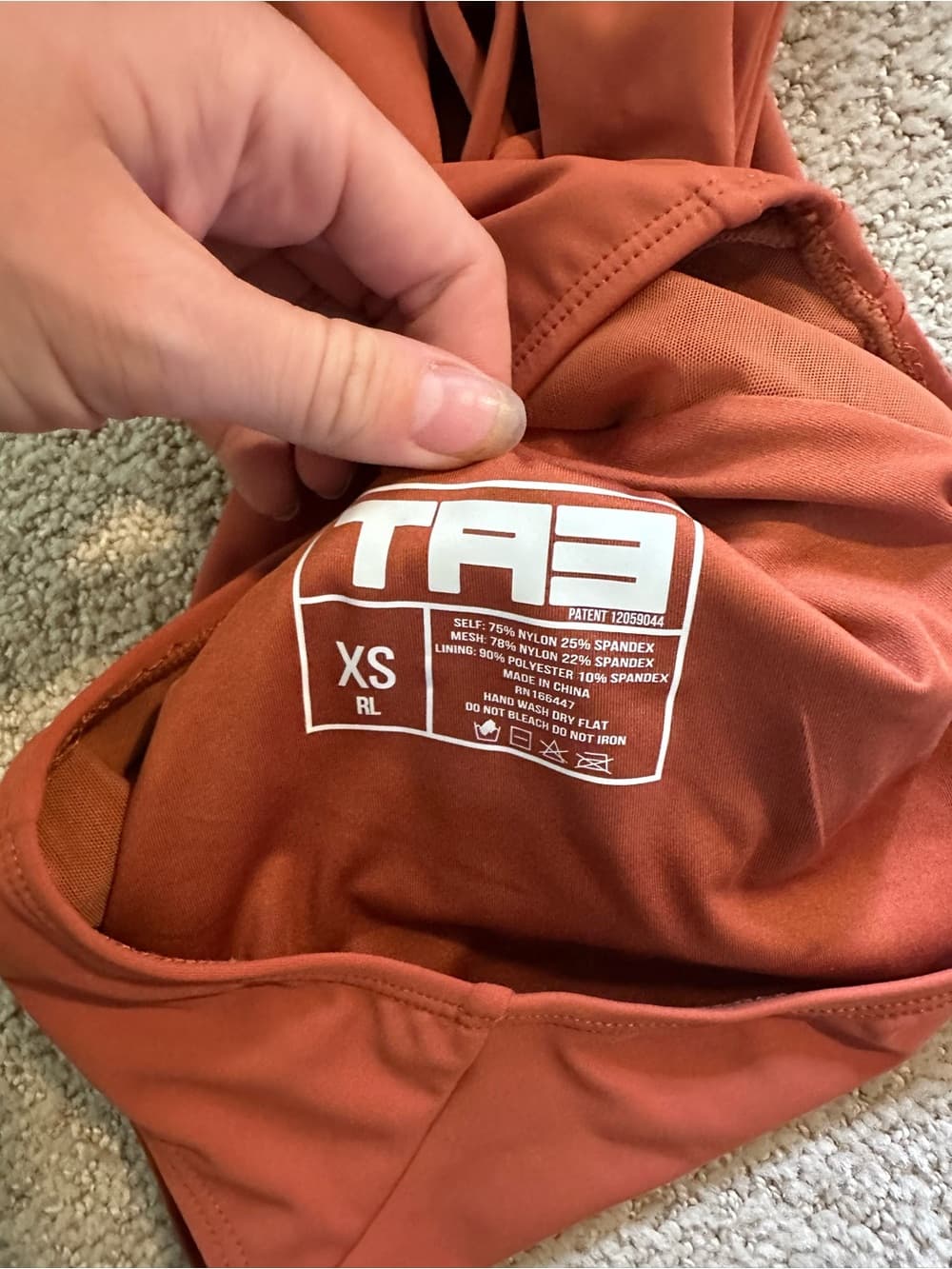 NWOT TA3 Plungey Triangle one piece swimsuit Baked Clay extra small - Thumbnail 3
