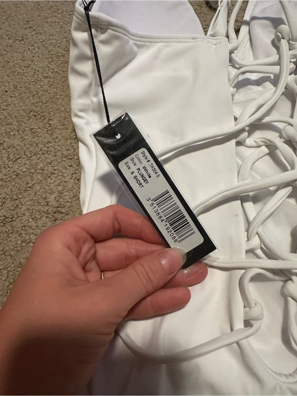 NWT TA3 Plungey one piece swimsuit white small short - Thumbnail 3