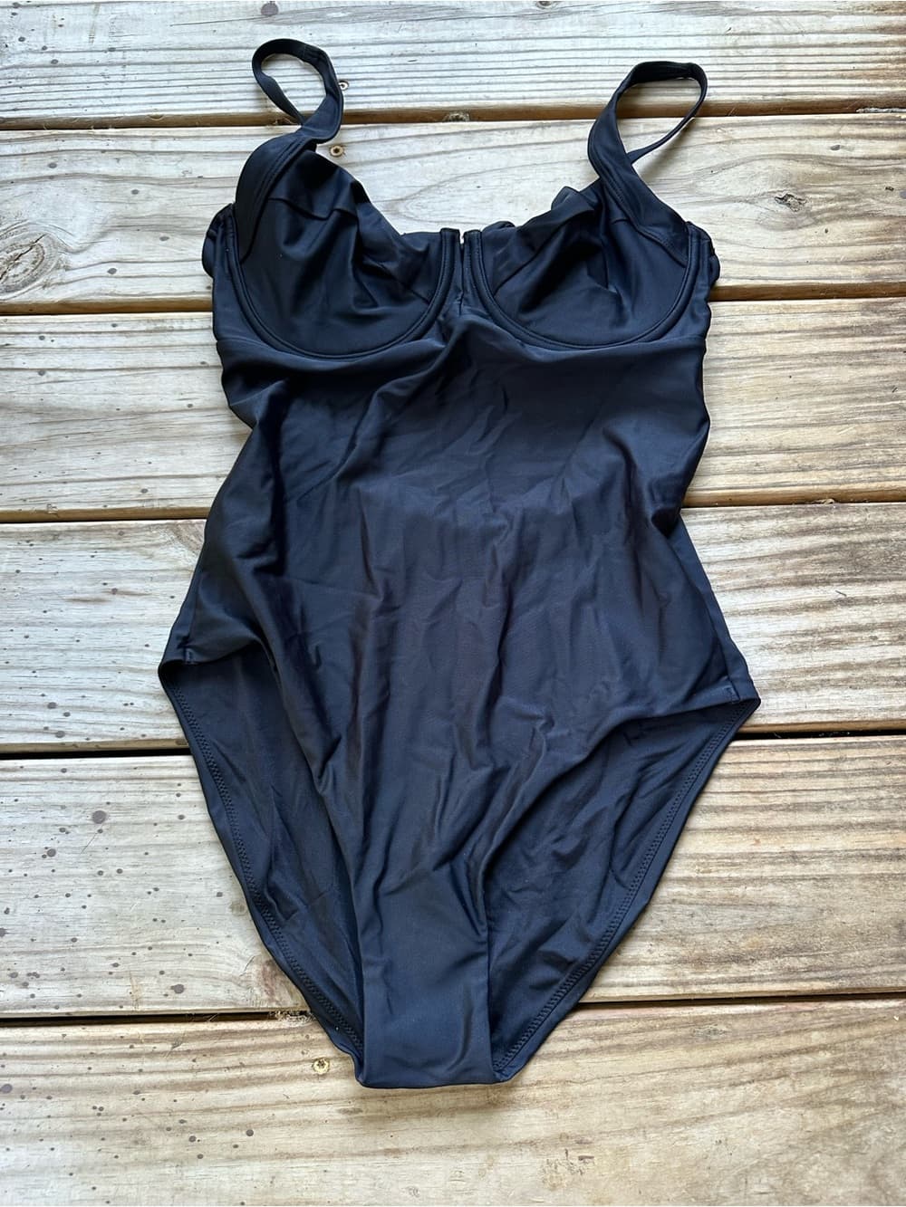 NWT Quince Italian underwire one piece swimsuit black medium - Thumbnail 2
