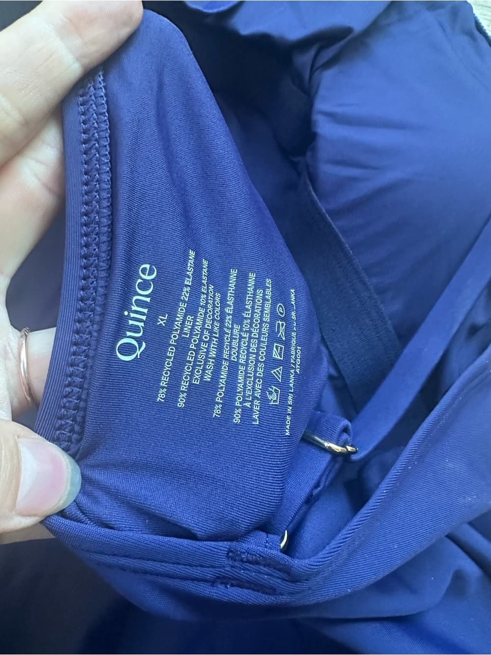 NWT Quince Cami one piece swimsuit deep navy extra large - Thumbnail 4