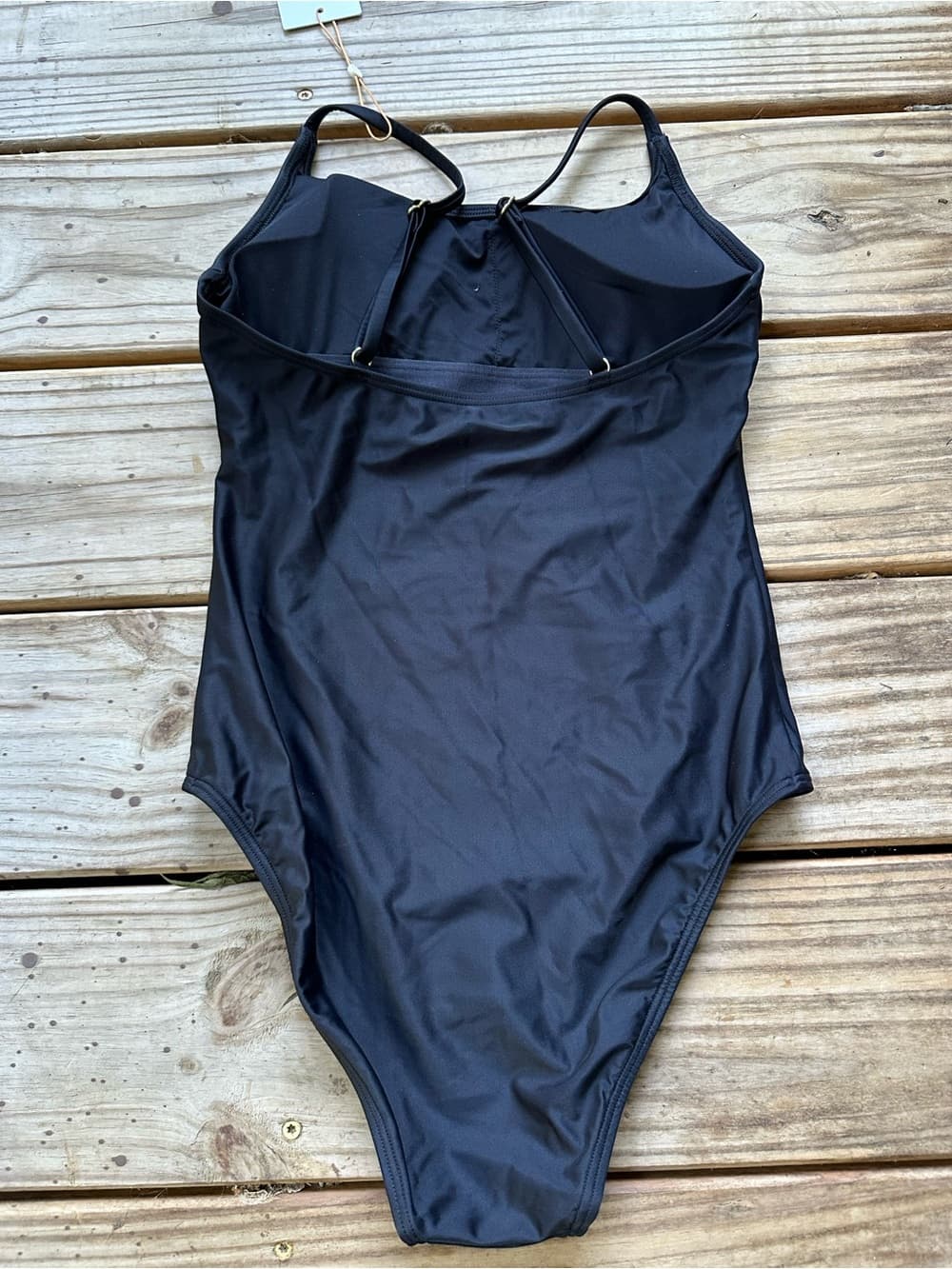 NWT Quince Italian Cami one piece swimsuit black - Thumbnail 3