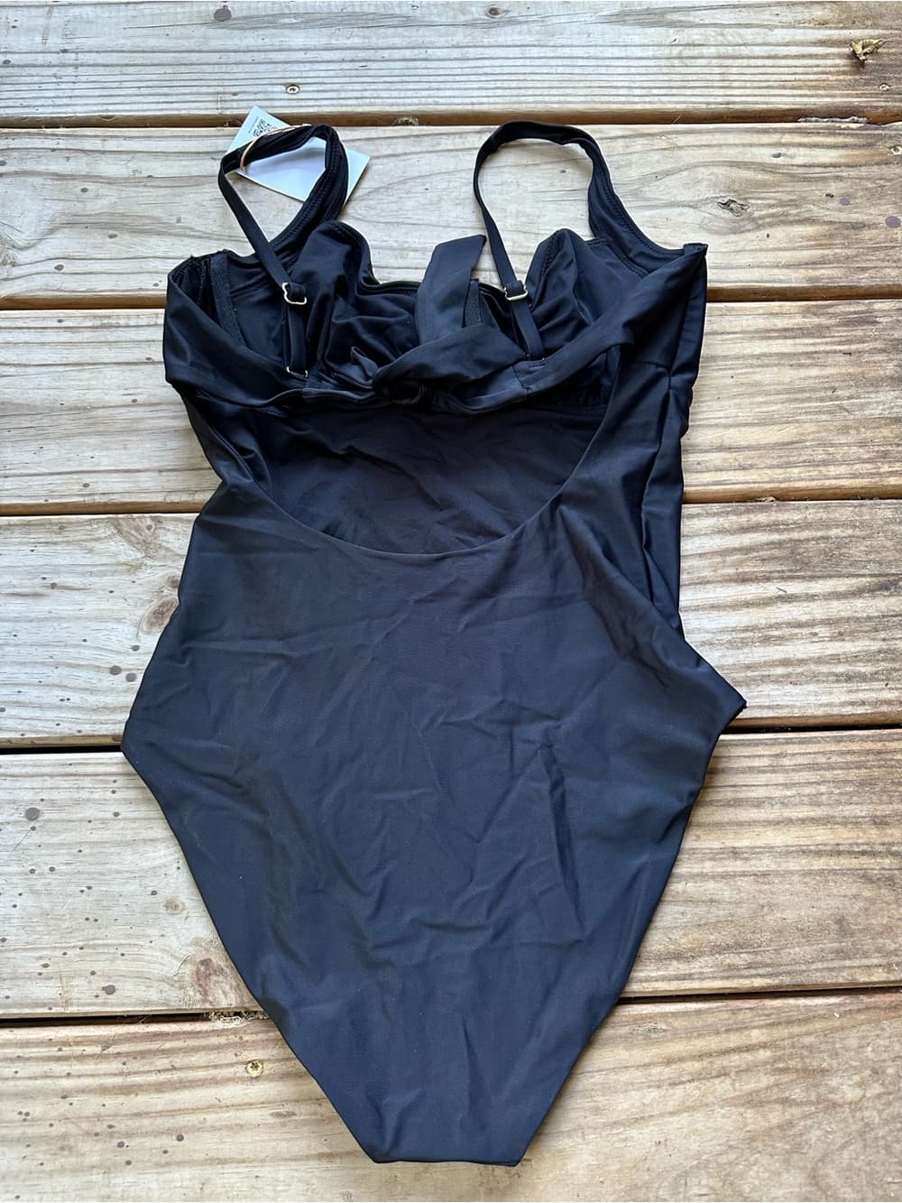 NWT Quince Italian underwire one piece swimsuit black medium - Thumbnail 3
