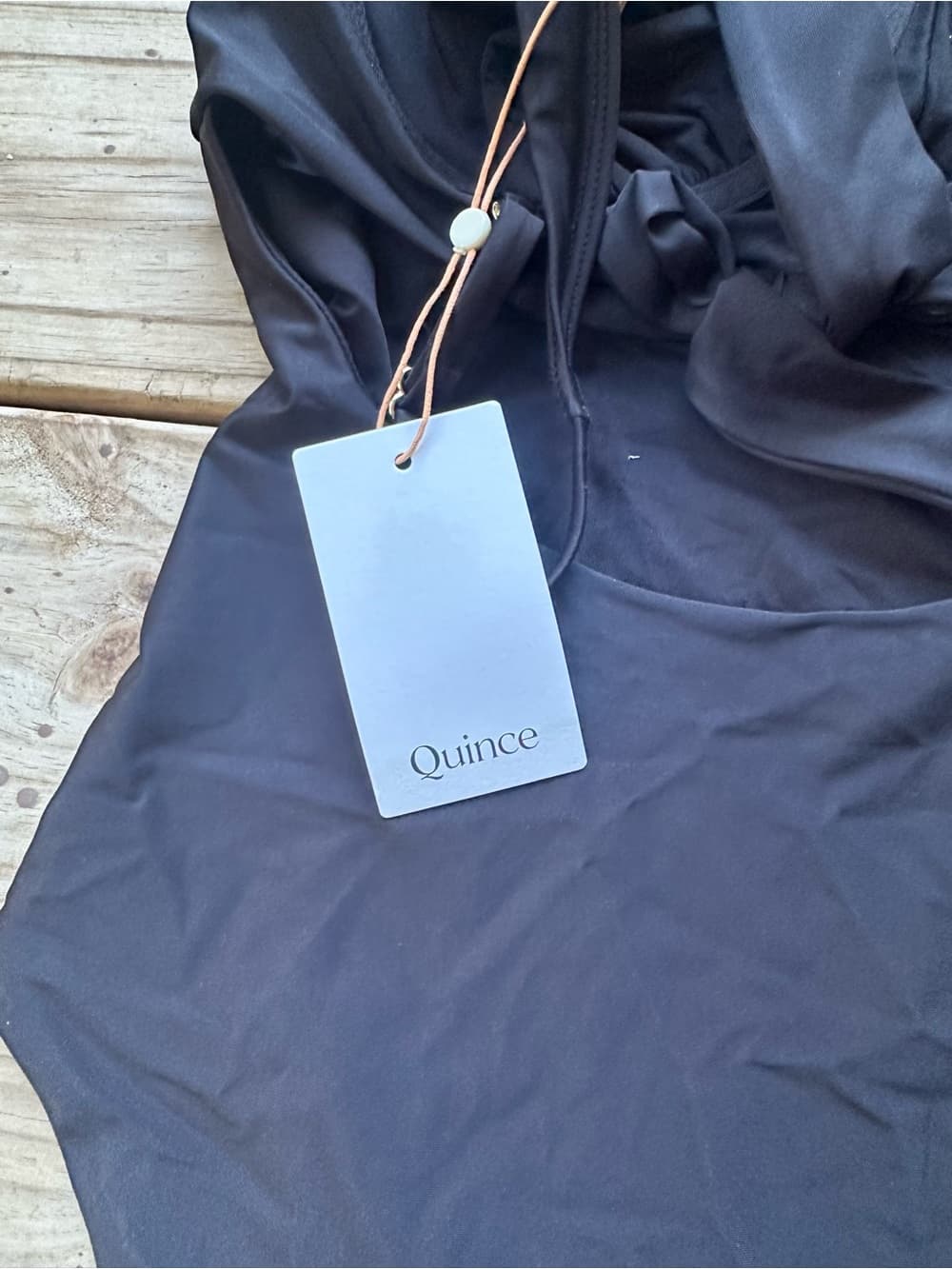 NWT Quince Italian underwire one piece swimsuit black medium - Thumbnail 4