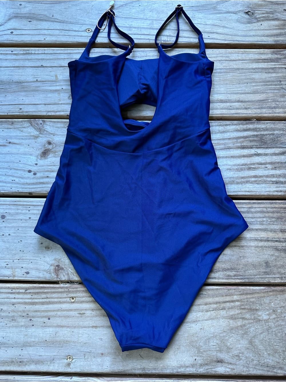 NWT Quince Italian cut out one piece swimsuit navy small - Thumbnail 2