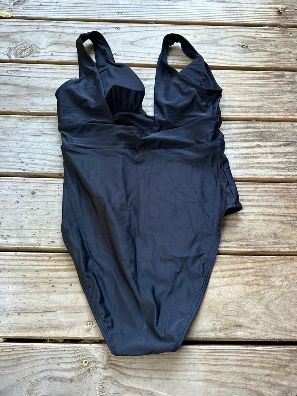 NWT Quince Italian Plunge one piece swimsuit black - Thumbnail 2