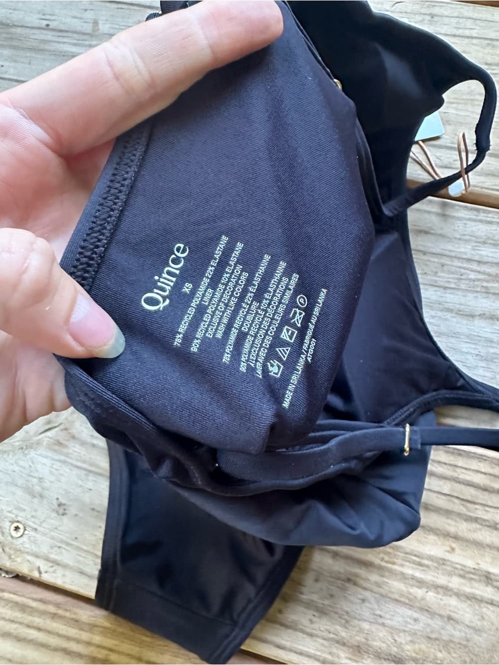 NWT Quince Italian Cami one piece swimsuit black - Thumbnail 4
