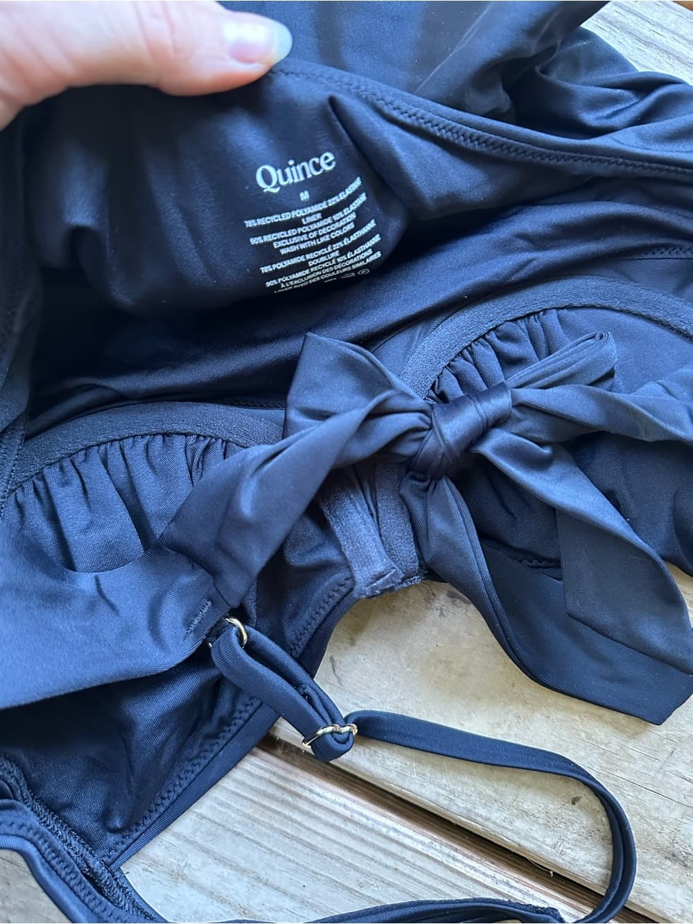 NWT Quince Italian underwire one piece swimsuit black medium - Thumbnail 5