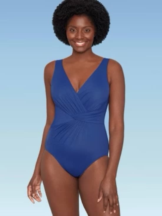 Dreamsuit wrap front swimsuit blue 14 - Thumbnail 6