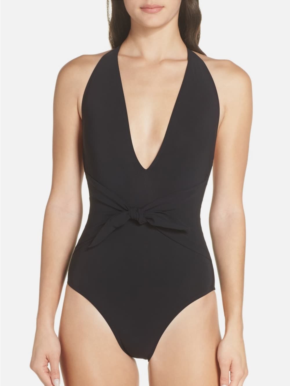 Tory Burch tie front halter back swimsuit black - Thumbnail 6