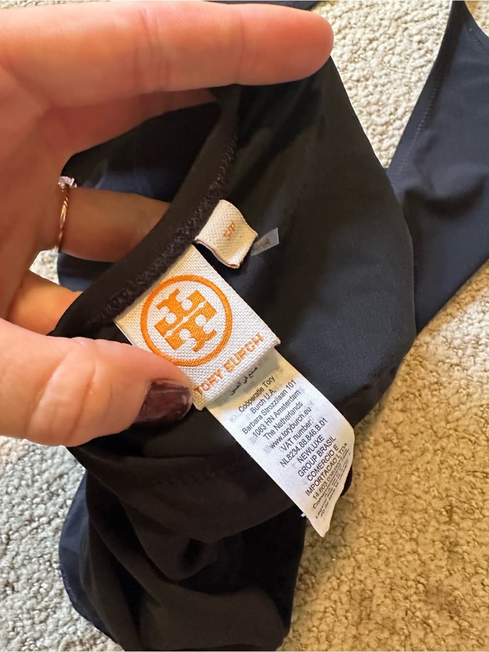 Tory Burch tie front halter back swimsuit black - Thumbnail 4