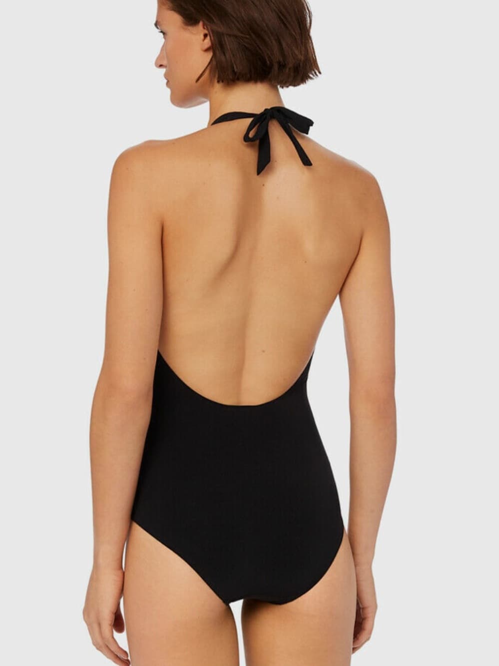 Tory Burch tie front halter back swimsuit black