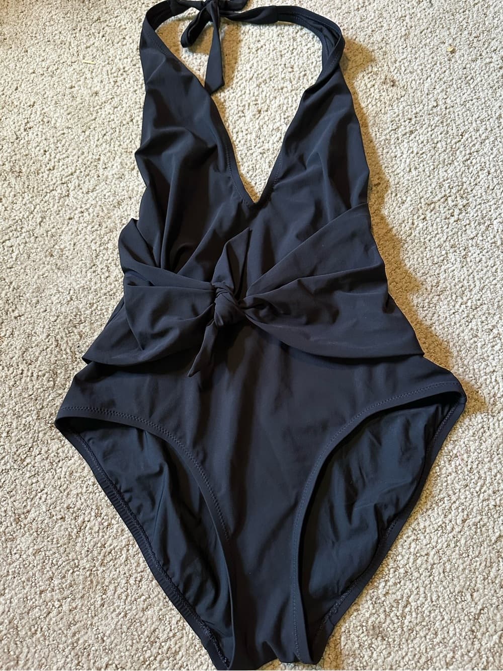 Tory Burch tie front halter back swimsuit black - Thumbnail 2