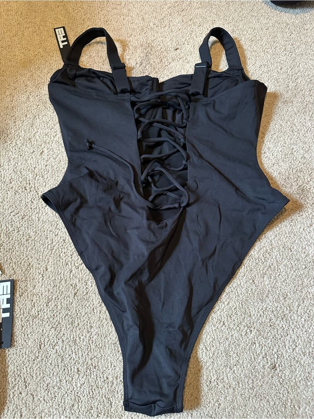 NWT TA3 Lifty Hi Cut one piece swimsuit black medium short F/G cup - Thumbnail 2