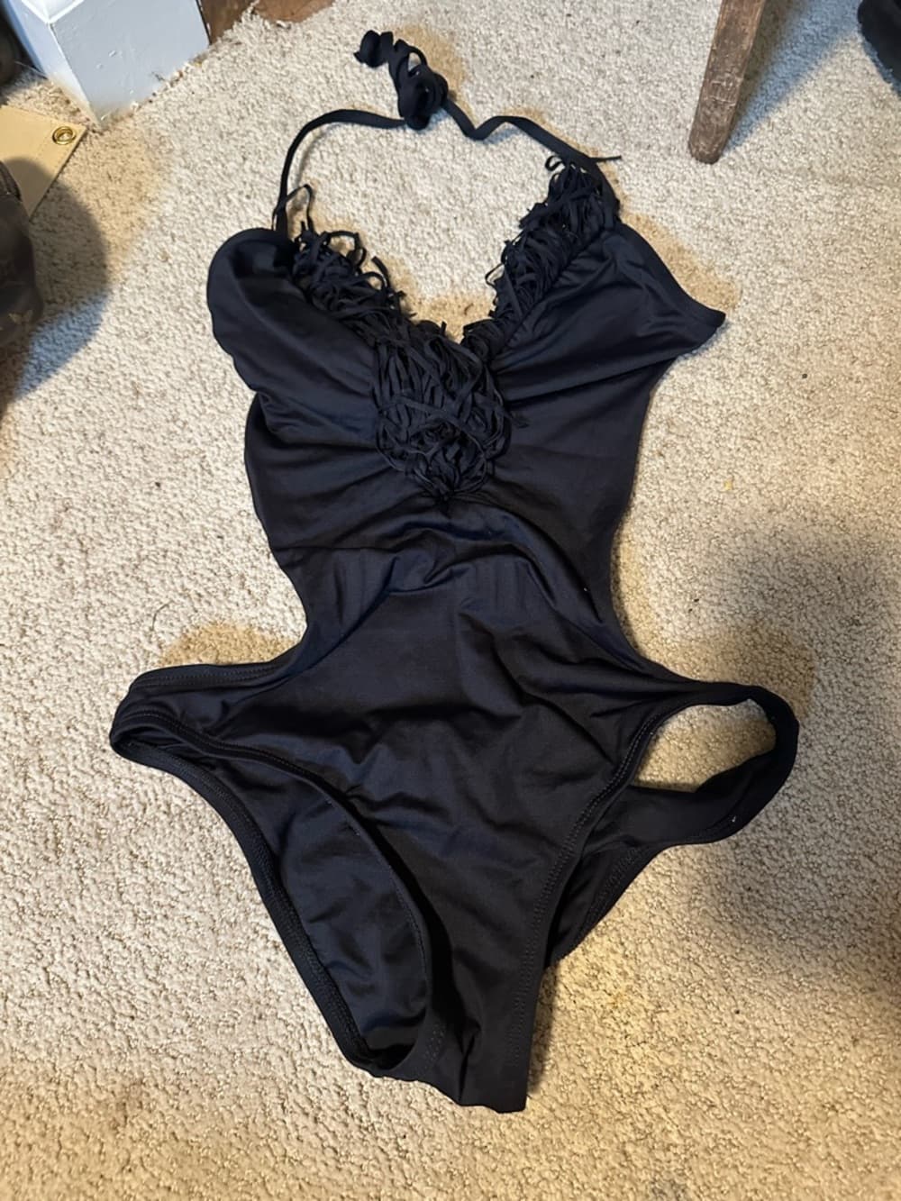 L*Space Desert Days fringe one piece swimsuit black