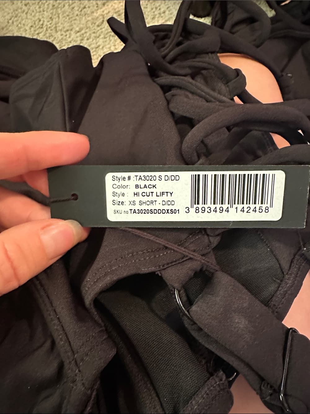 NWT TA3 Lifty Hi Cut one piece swimsuit black extra small d/dd cup short - Thumbnail 3