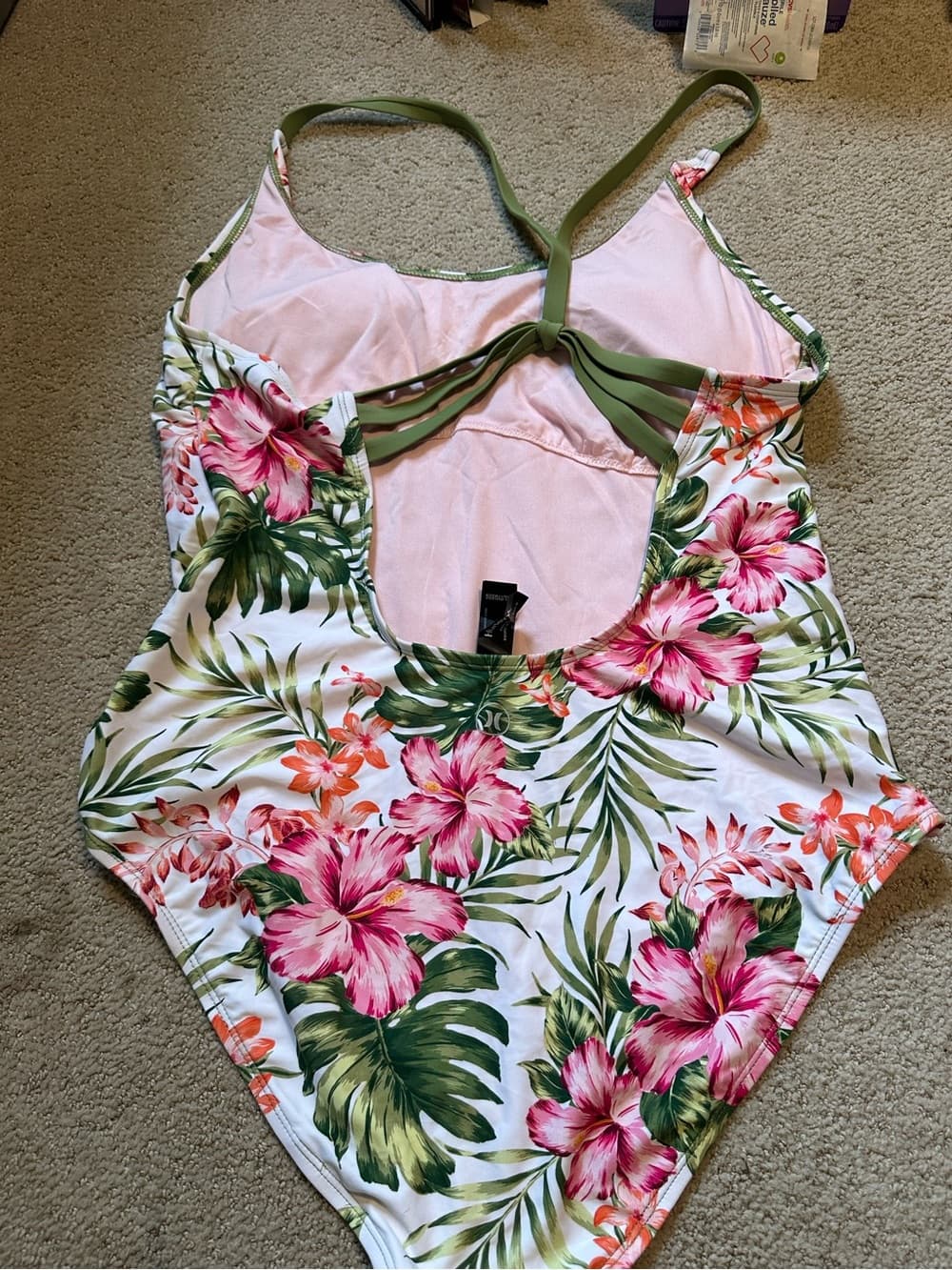 Hurley tropical one piece swimsuit bayshore pink - Thumbnail 3