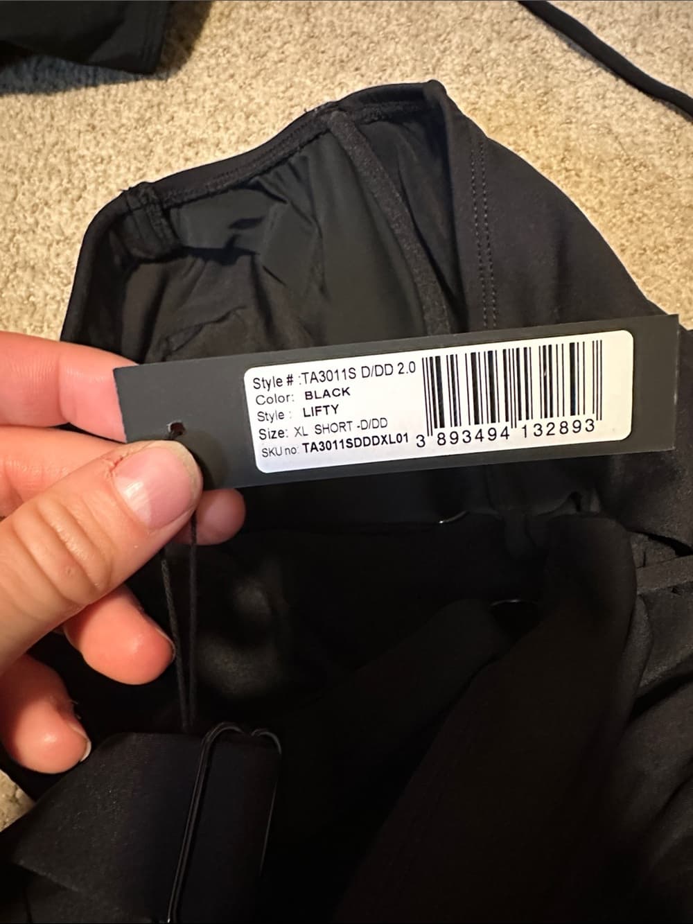 NWT TA3 Lifty one piece swimsuit XL black D/DD short - Thumbnail 5