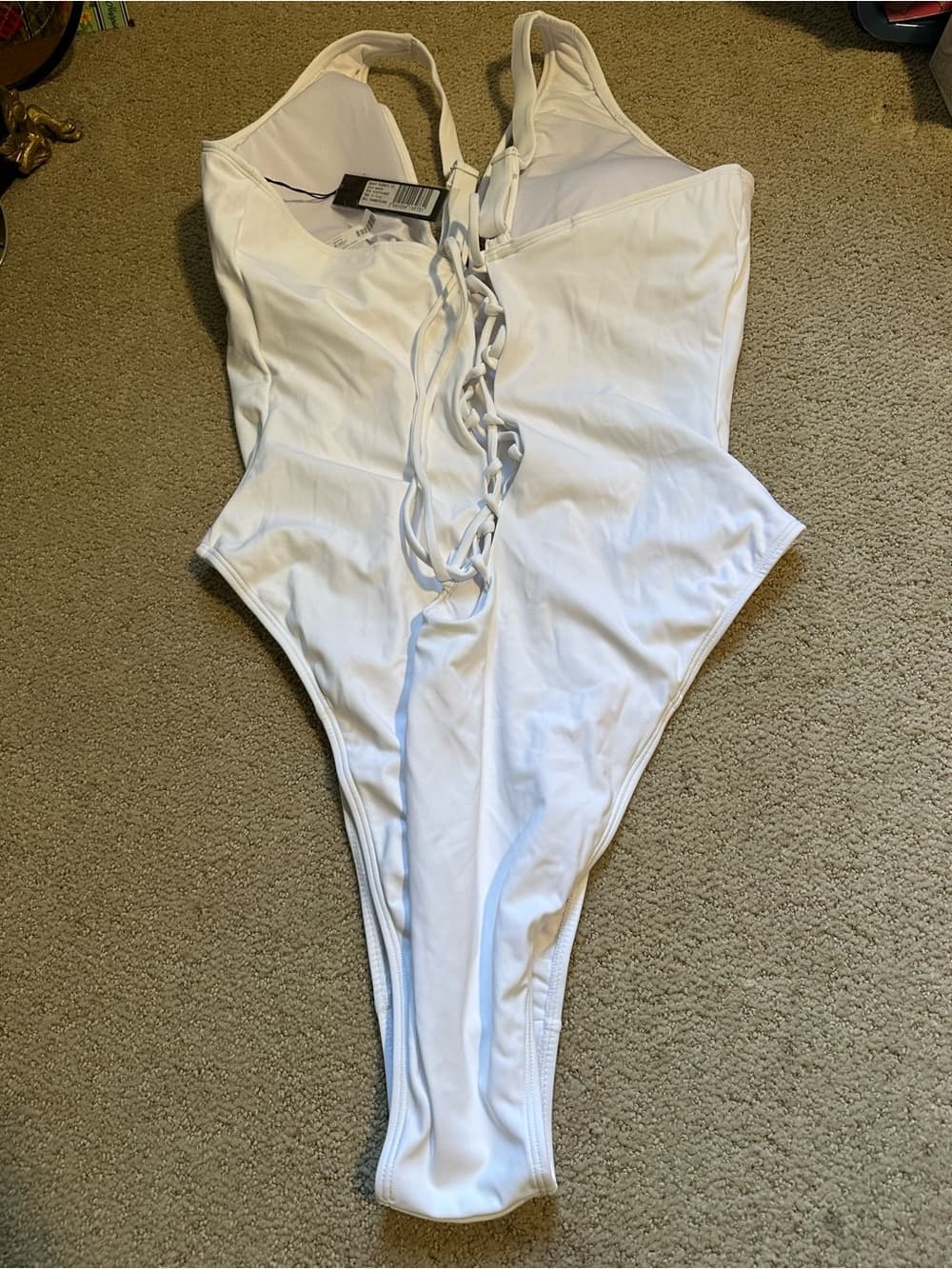 NWT TA3 Plungey Hi Cut white one piece swimsuit 3x extra long - Thumbnail 2