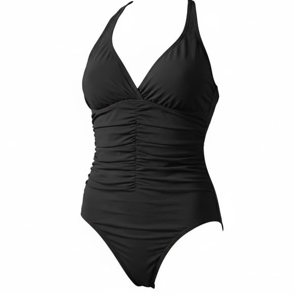 Carmen Marc Valvo one piece ruched swimsuit black - Thumbnail 5