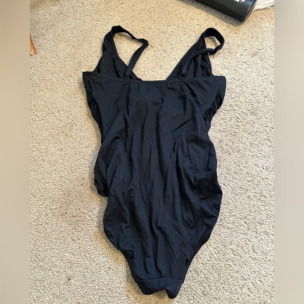 Carmen Marc Valvo one piece ruched swimsuit black - Thumbnail 2
