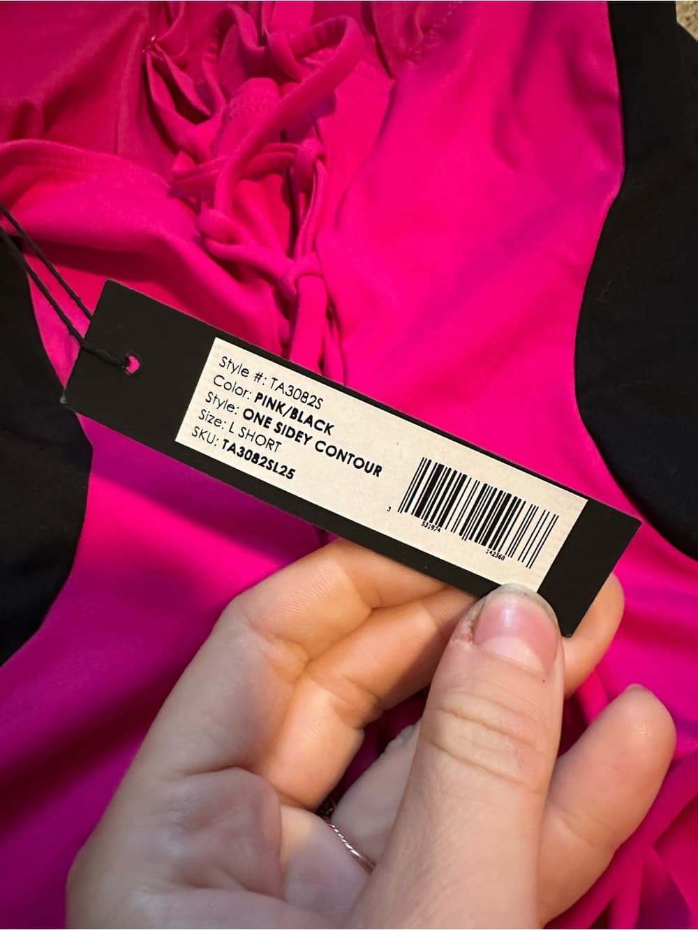 NWT TA3 One Sidey contour swimsuit Pink Black large short - Thumbnail 4