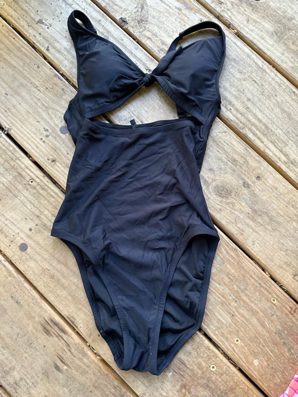J. Crew tie cutout front one piece swimsuit black