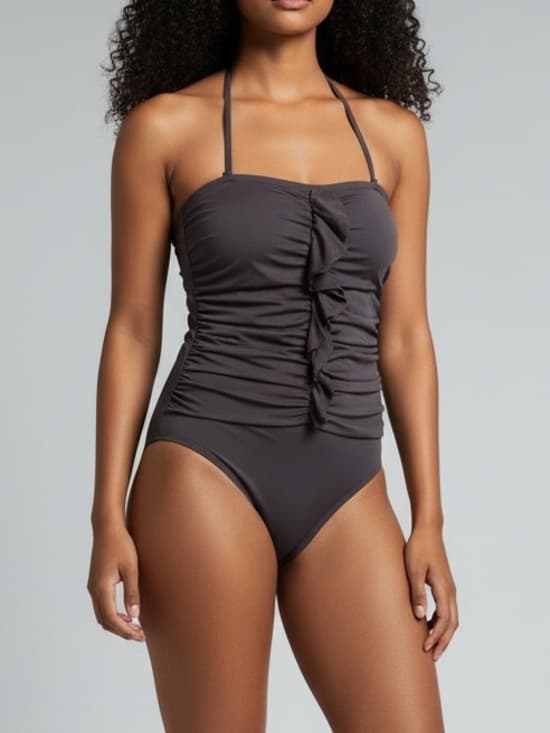 Jantzen Classic one piece ruffle front swimsuit brown - Thumbnail 7