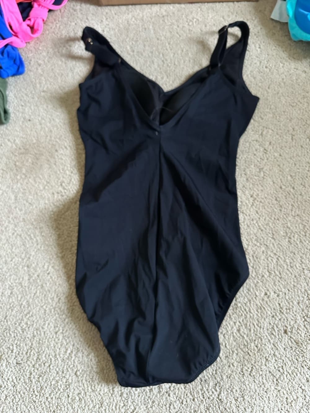 GOTTEX LANDSCAPE BLACK LACE UP V-NECK HIGH BACK ONE PIECE SWIMSUIT - Thumbnail 4