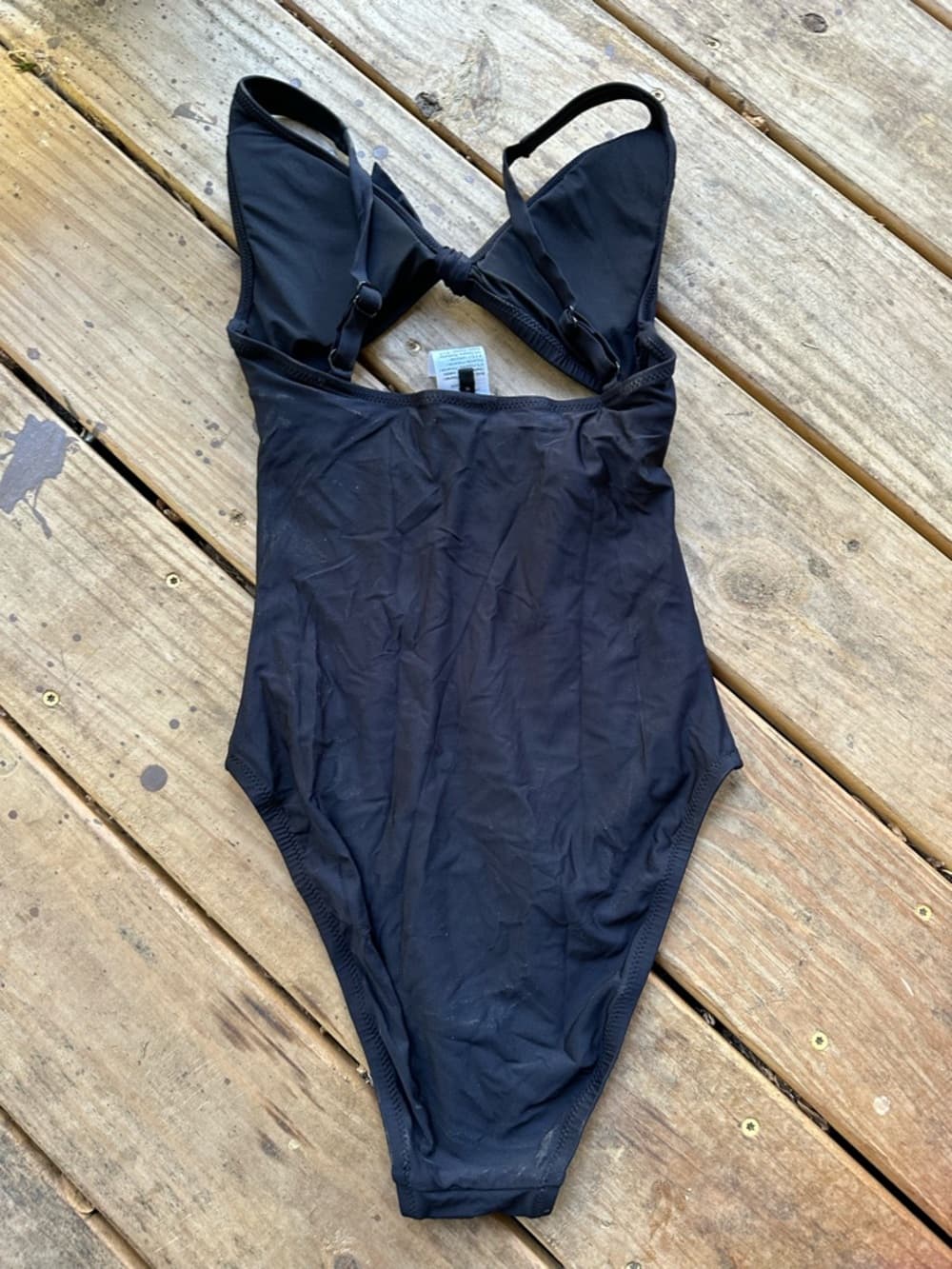 J. Crew tie cutout front one piece swimsuit black - Thumbnail 2