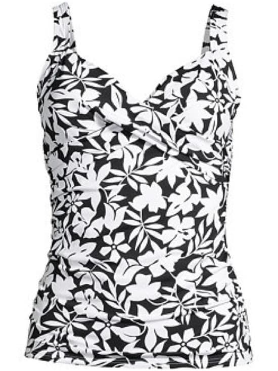 Lands' End Havana Floral V-Neck Wrap Tankini Swimsuit Top - Thumbnail 5