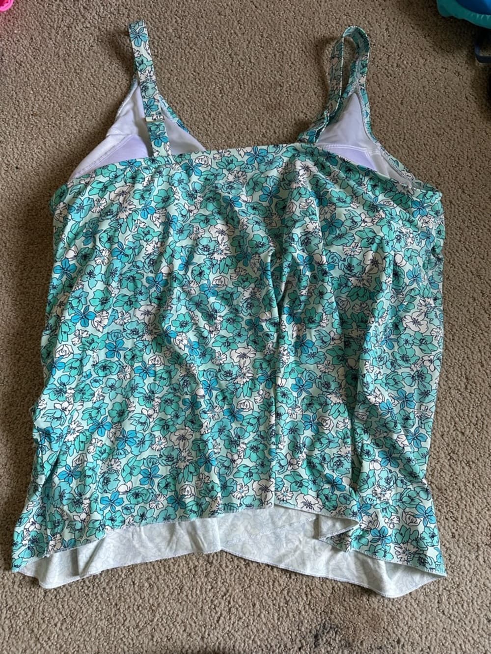 Land’s End tulip hem floral tankini top - Thumbnail 2