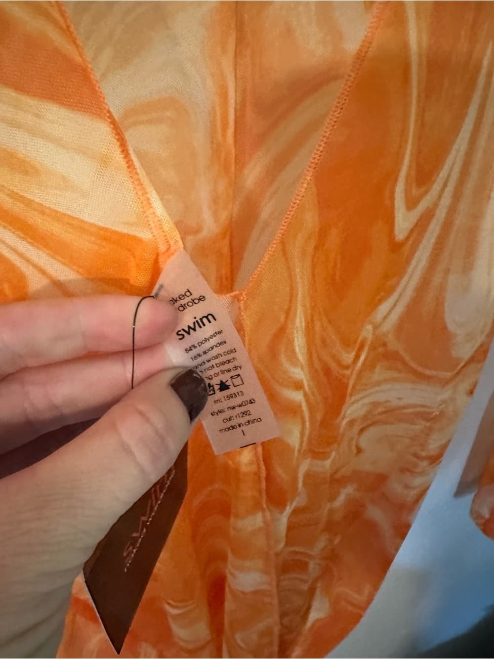 NWT Naked Wardrobe Swim Back on the Low cover up dress orange - Thumbnail 4