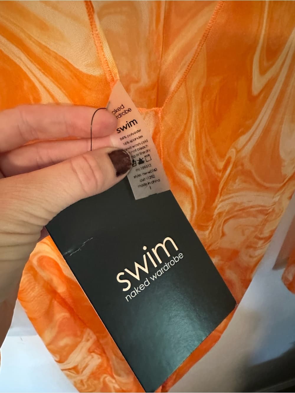 NWT Naked Wardrobe Swim Back on the Low cover up dress orange - Thumbnail 5