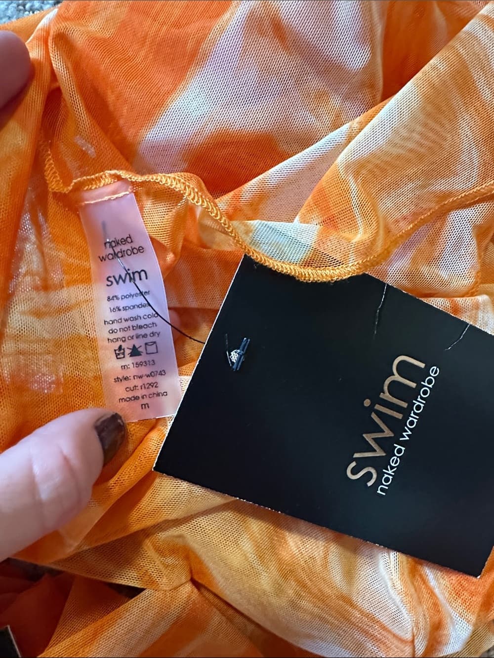 NWT Naked Wardrobe Swim Back on the Low cover up dress orange - Thumbnail 4