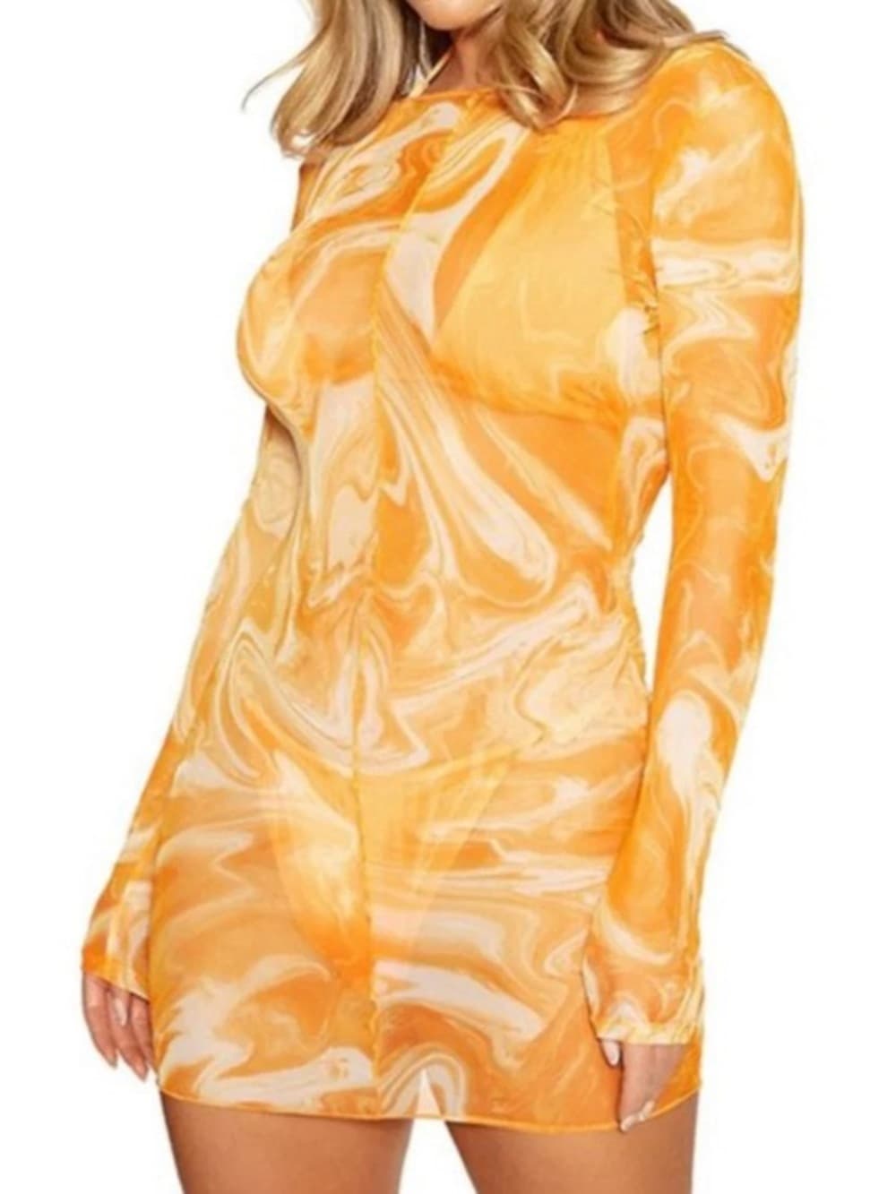 NWT Naked Wardrobe Swim Back on the Low cover up dress orange - Thumbnail 5