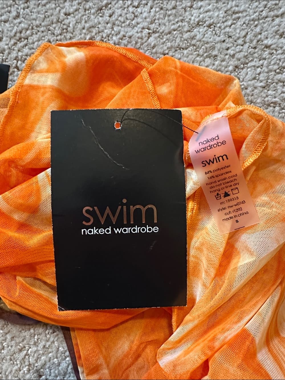 NWT Naked Wardrobe Swim Back on the Low cover up dress orange - Thumbnail 4