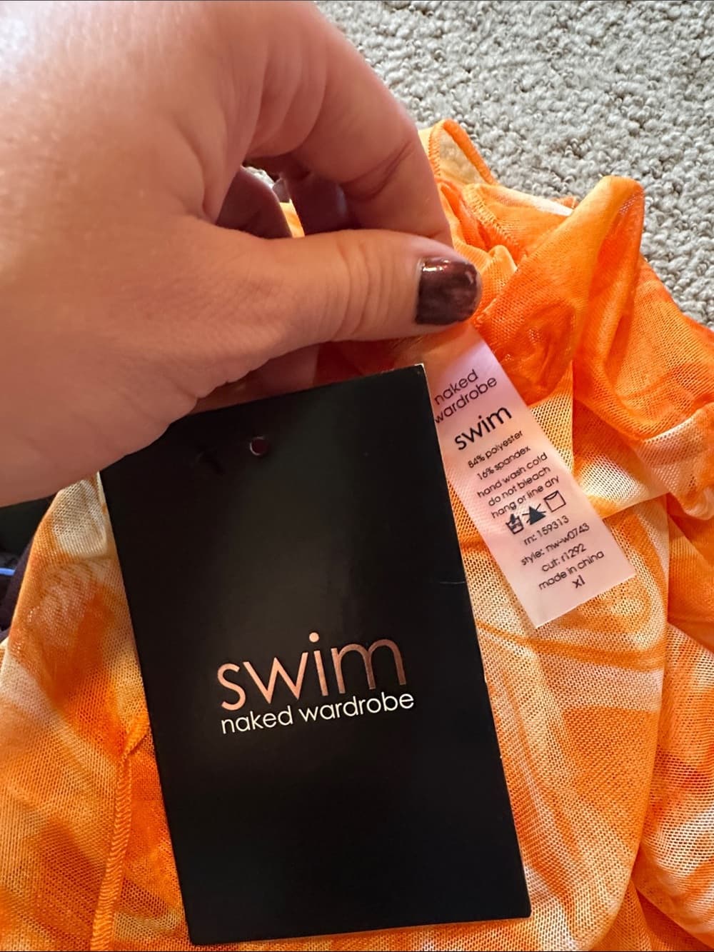 NWT Naked Wardrobe Swim Back on the Low cover up dress orange - Thumbnail 4