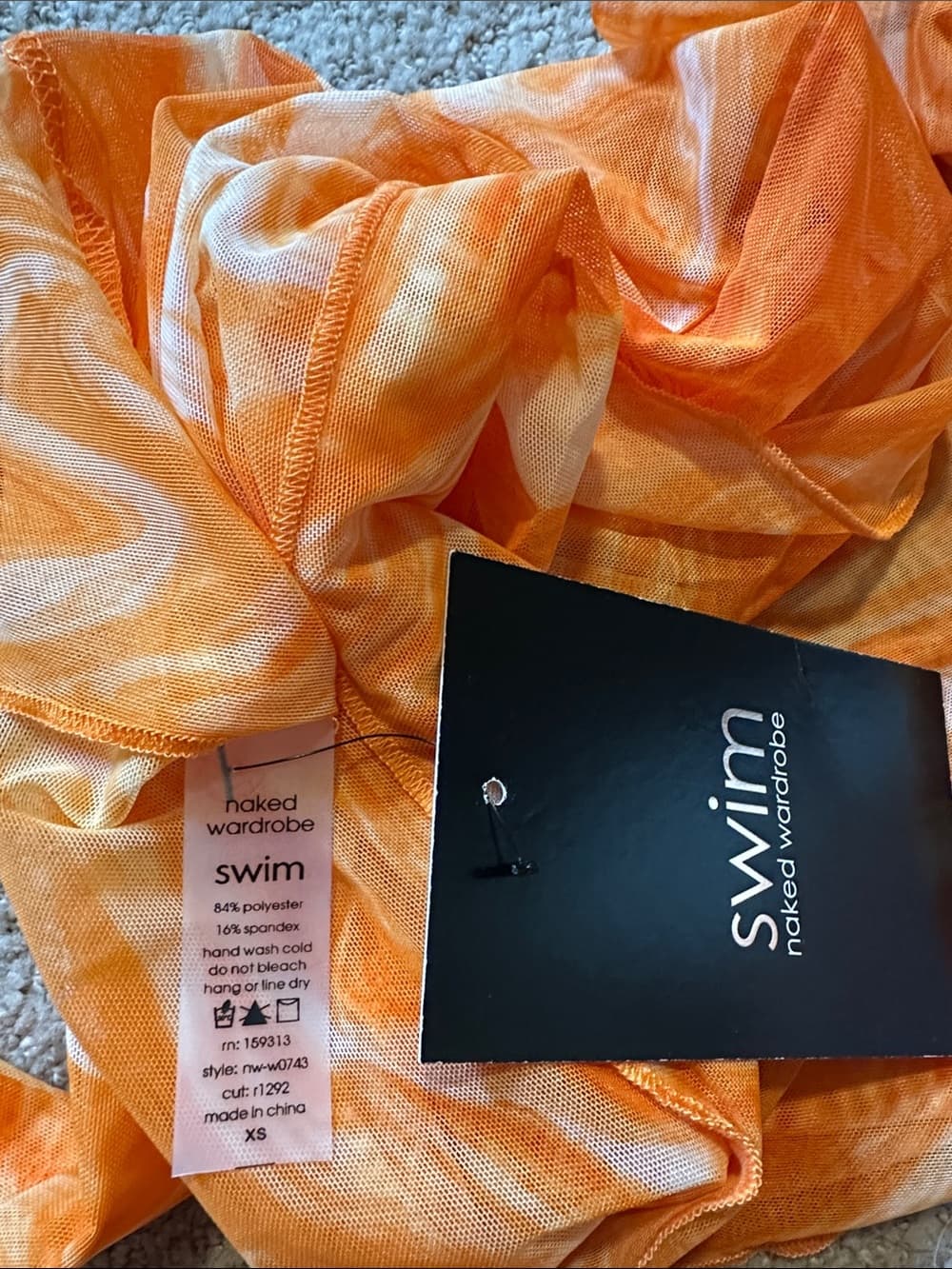 NWT Naked Wardrobe Swim Back on the Low cover up dress orange - Thumbnail 4