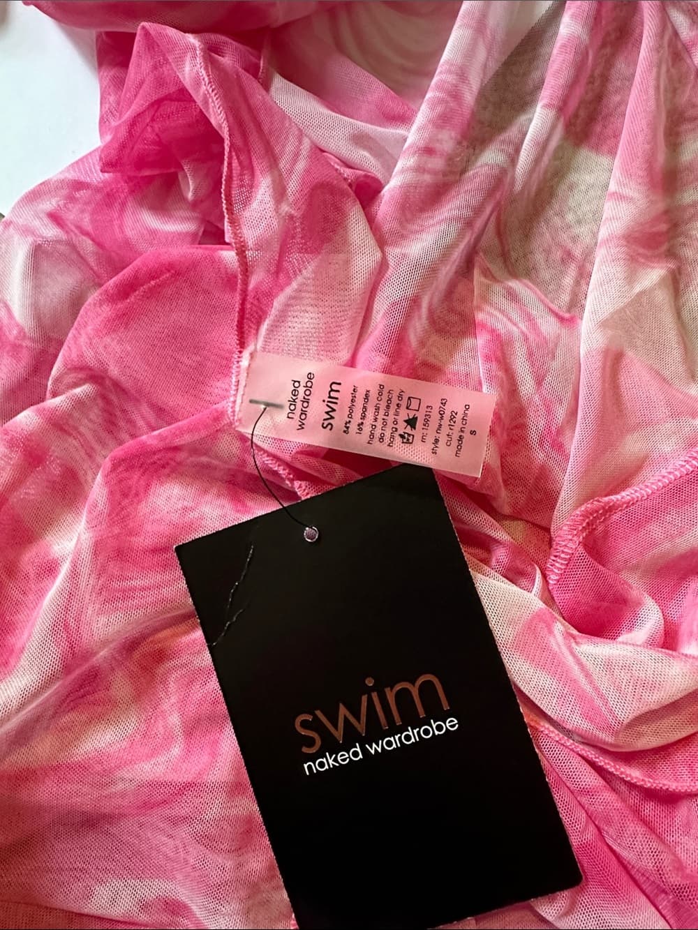 NWT Naked Wardrobe swim Back on the Low swim cover up dress pink - Thumbnail 4