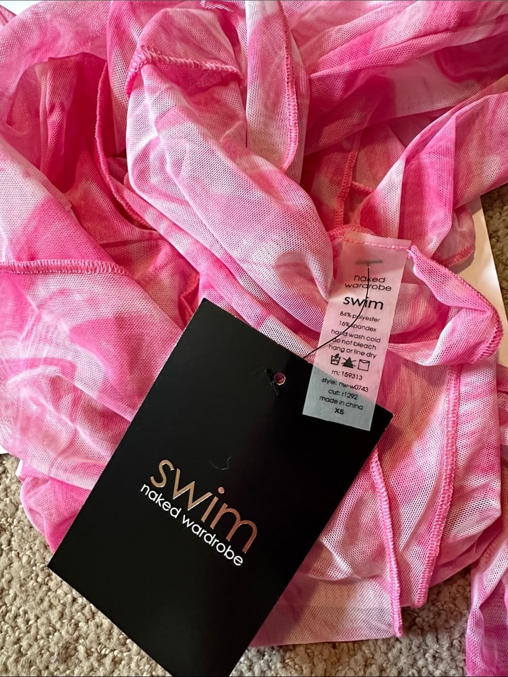 NWT Naked Wardrobe swim Back on the Low swim cover up dress pink - Thumbnail 4