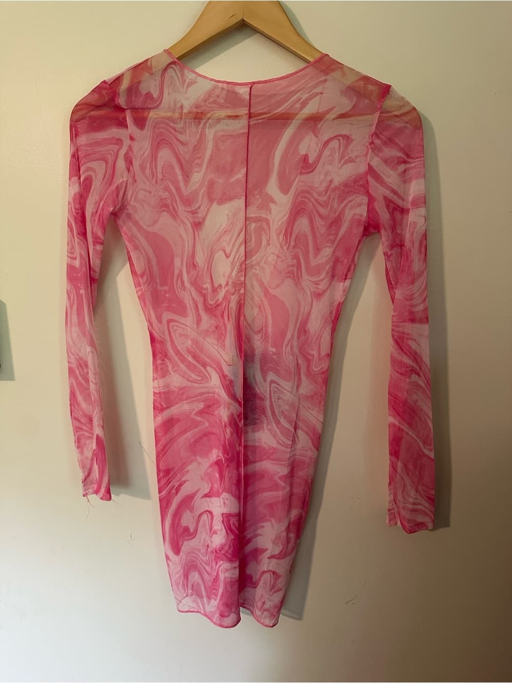 NWT Naked Wardrobe swim Back on the Low swim cover up dress pink - Thumbnail 2