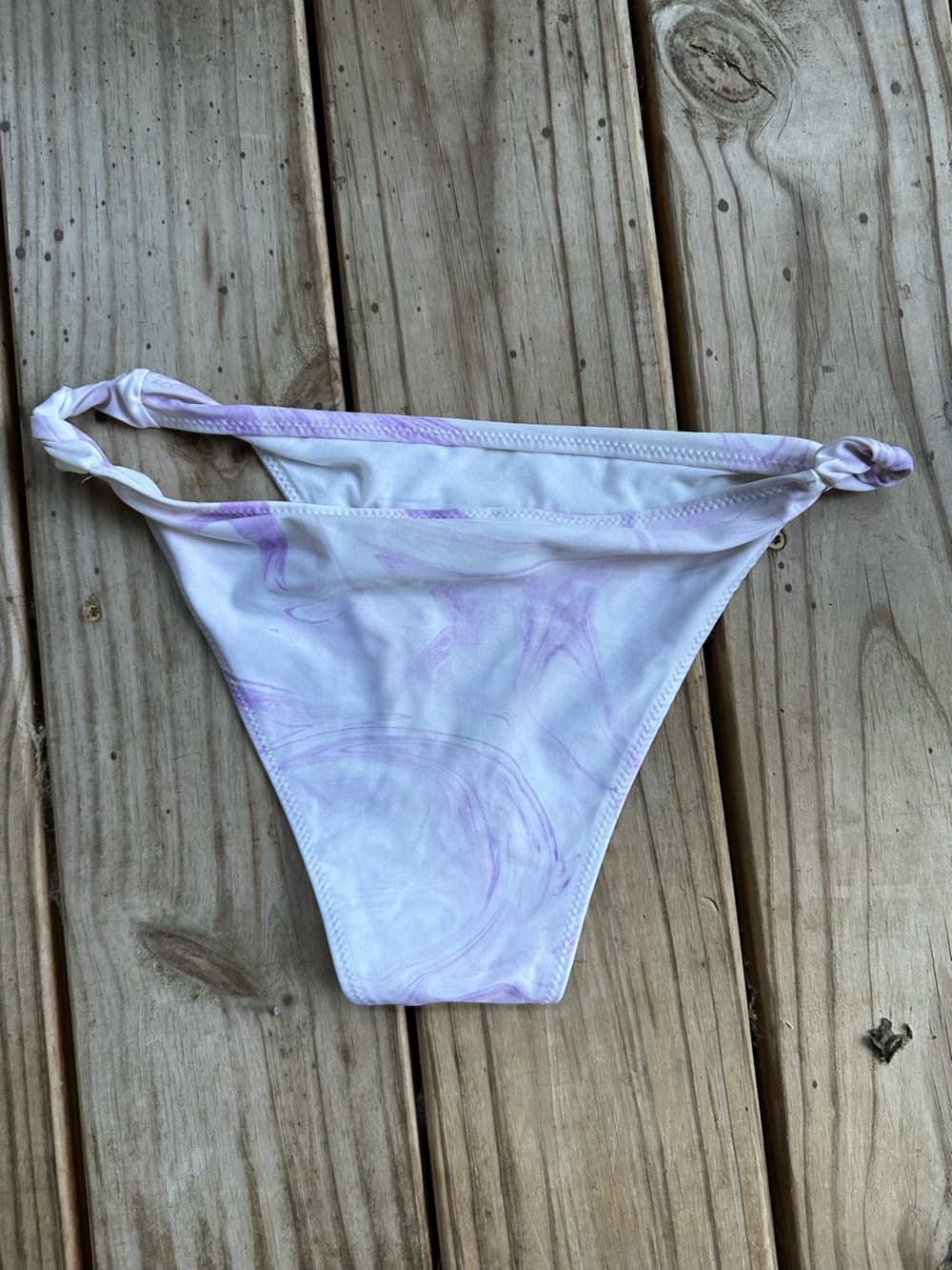 Ganni twisted tie dye bikini bottoms purple white - Thumbnail 4