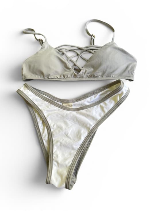 NWOT L*Space Jaime bikini set grey white extra small - Thumbnail 6