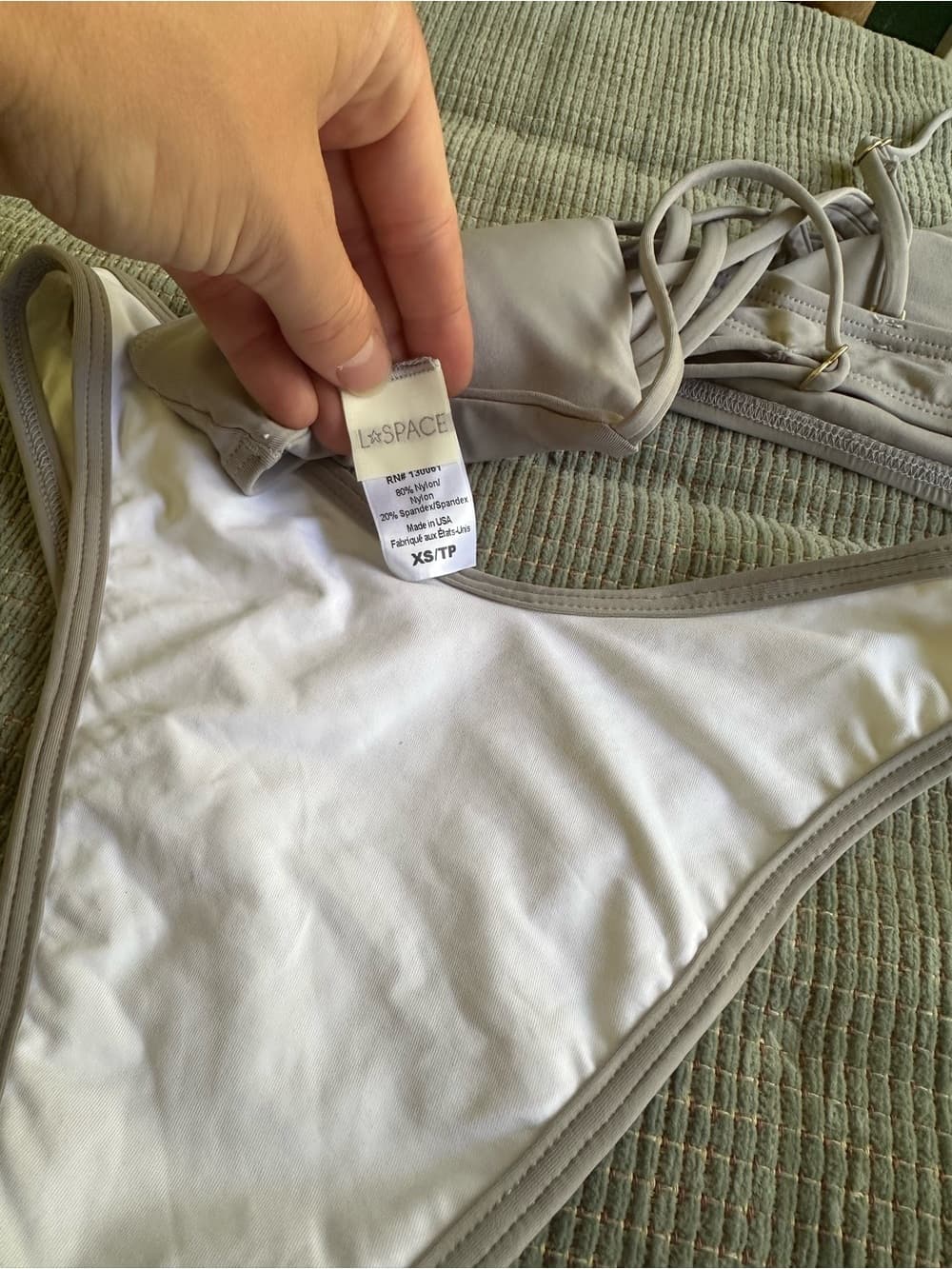 NWOT L*Space Jaime bikini set grey white extra small - Thumbnail 4