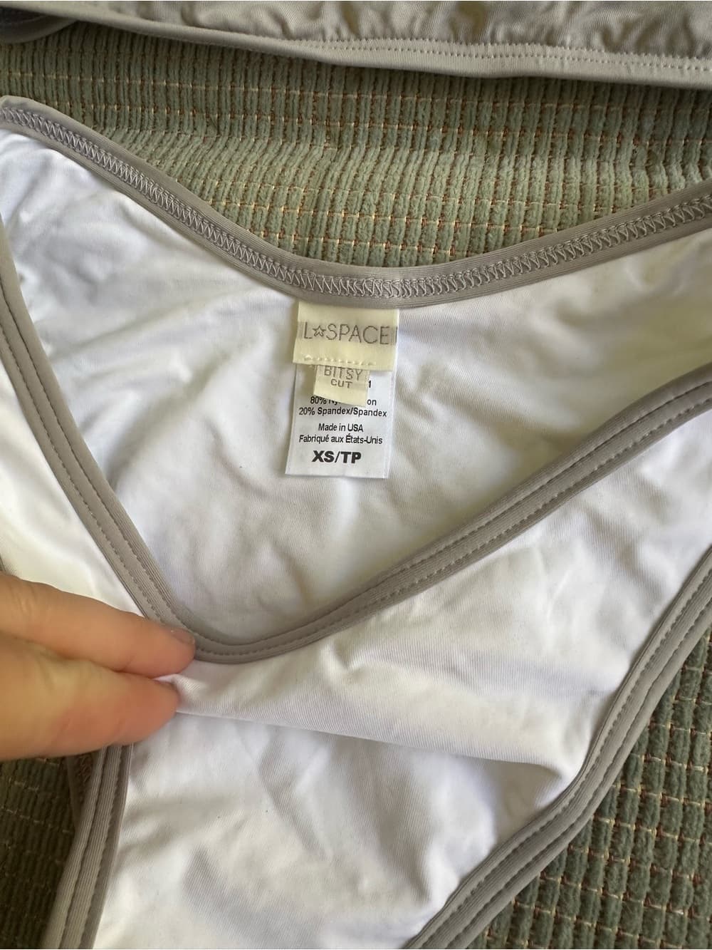 NWOT L*Space Jaime bikini set grey white extra small - Thumbnail 2