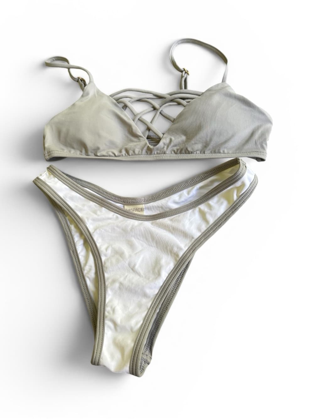 NWOT L*Space Jaime bikini set grey white extra small - Thumbnail 5
