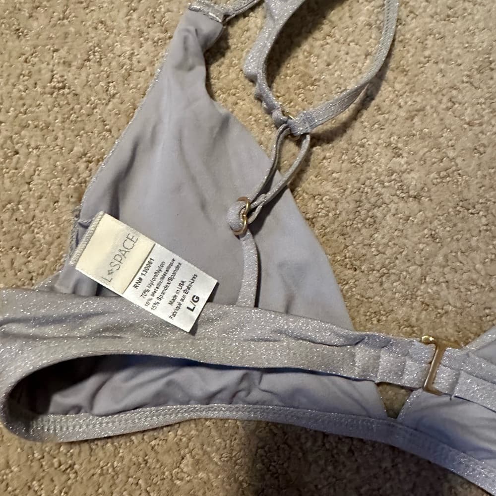 NWOT L*Space Kingsley Shine On Me bikini top grey fog - Thumbnail 3