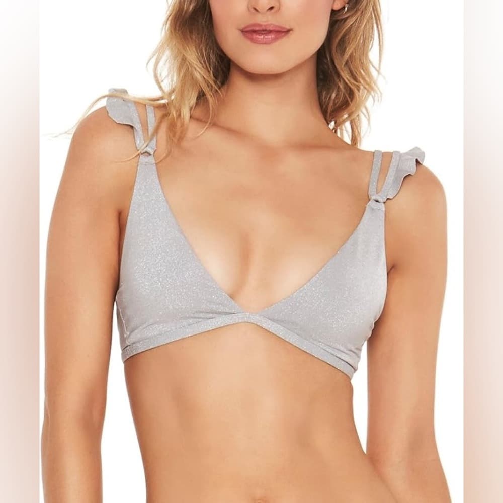 NWOT L*Space Kingsley Shine On Me bikini top grey fog - Thumbnail 4
