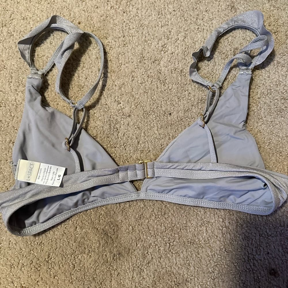 NWOT L*Space Kingsley Shine On Me bikini top grey fog - Thumbnail 2