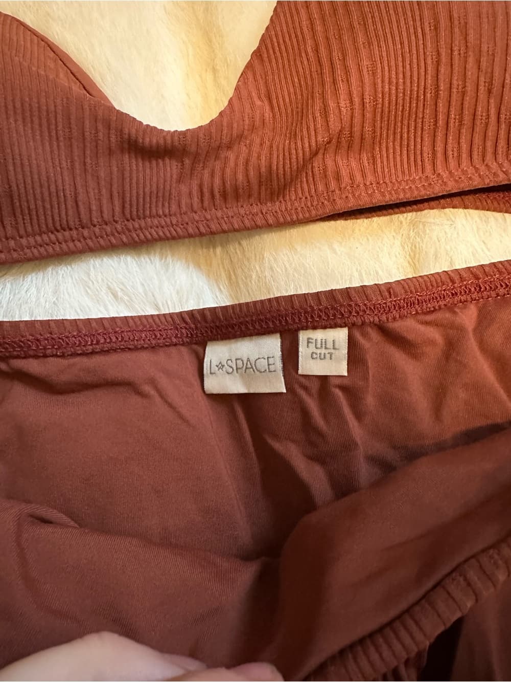 NWOT L*Space Daisy pointelle rib bikini set tobacco small - Thumbnail 3
